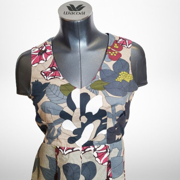 Marni Heathered Multi Floral Cotton Sleeveless Peplum Blouse/Top, - Picture 3 of 16